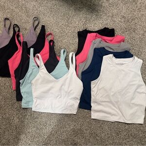 The Gym People longline and high neck Sport Bra/Crop tank bundle